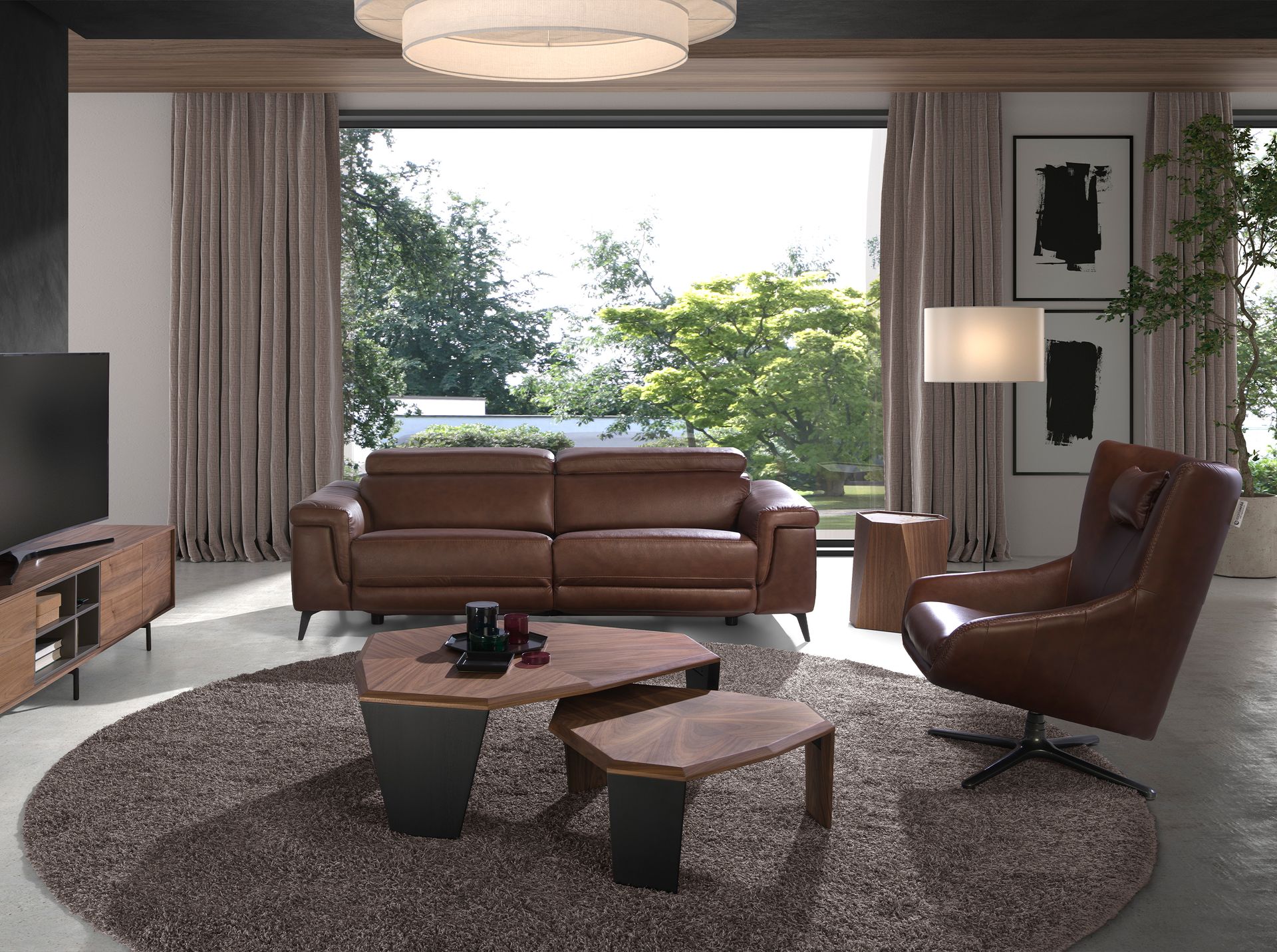 Угловой столик 2134/AC2308 из ореха и керамики Angel Cerda