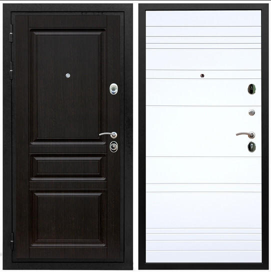 Дверь входная Graf Премиум-Н МДФ 16 мм ФЛ-243 Венге / МДФ 6 мм ФЛ Дуб кантри белый горизонт