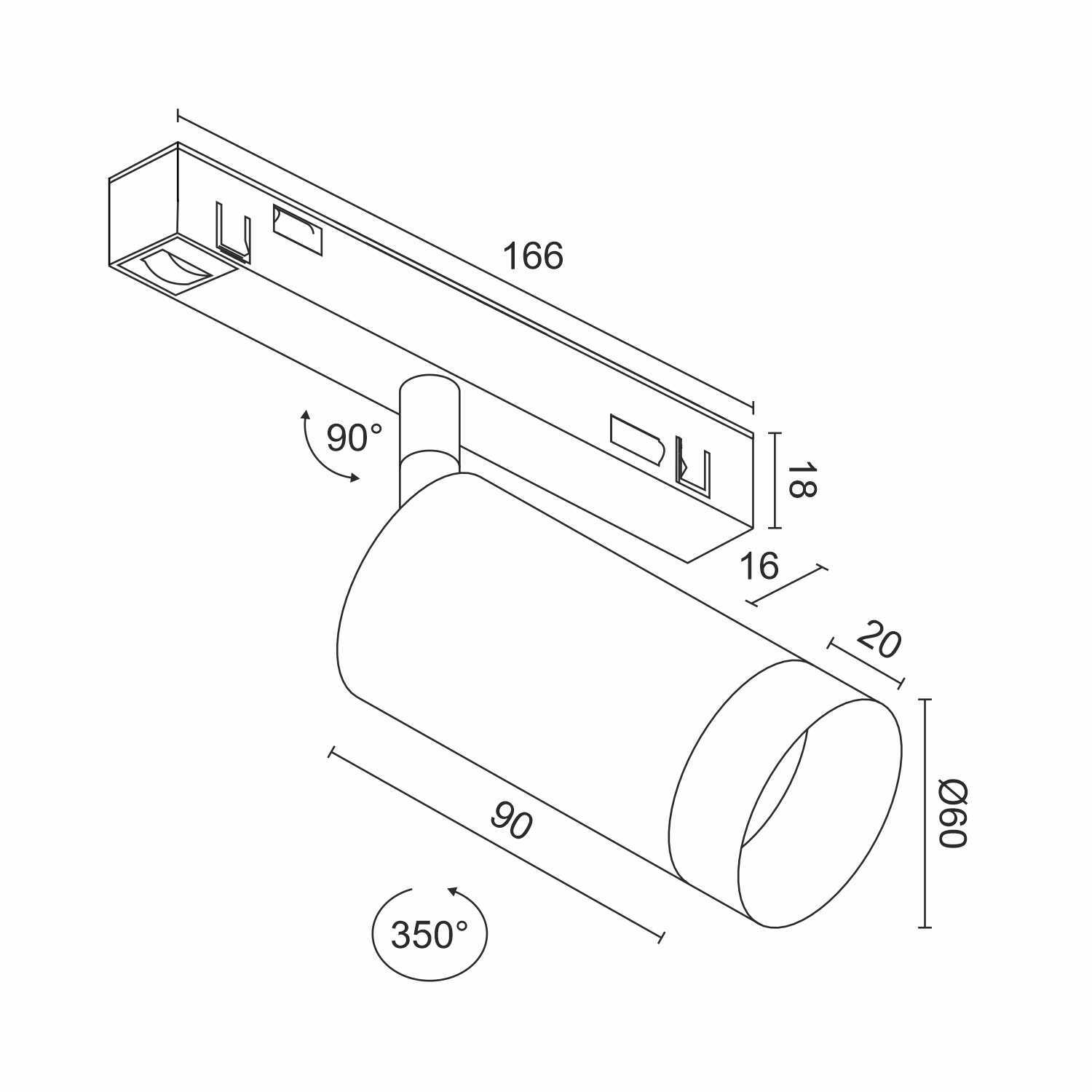Светодиодный светильник для магнитной системы Ledron Sagi S60 Wooden Black