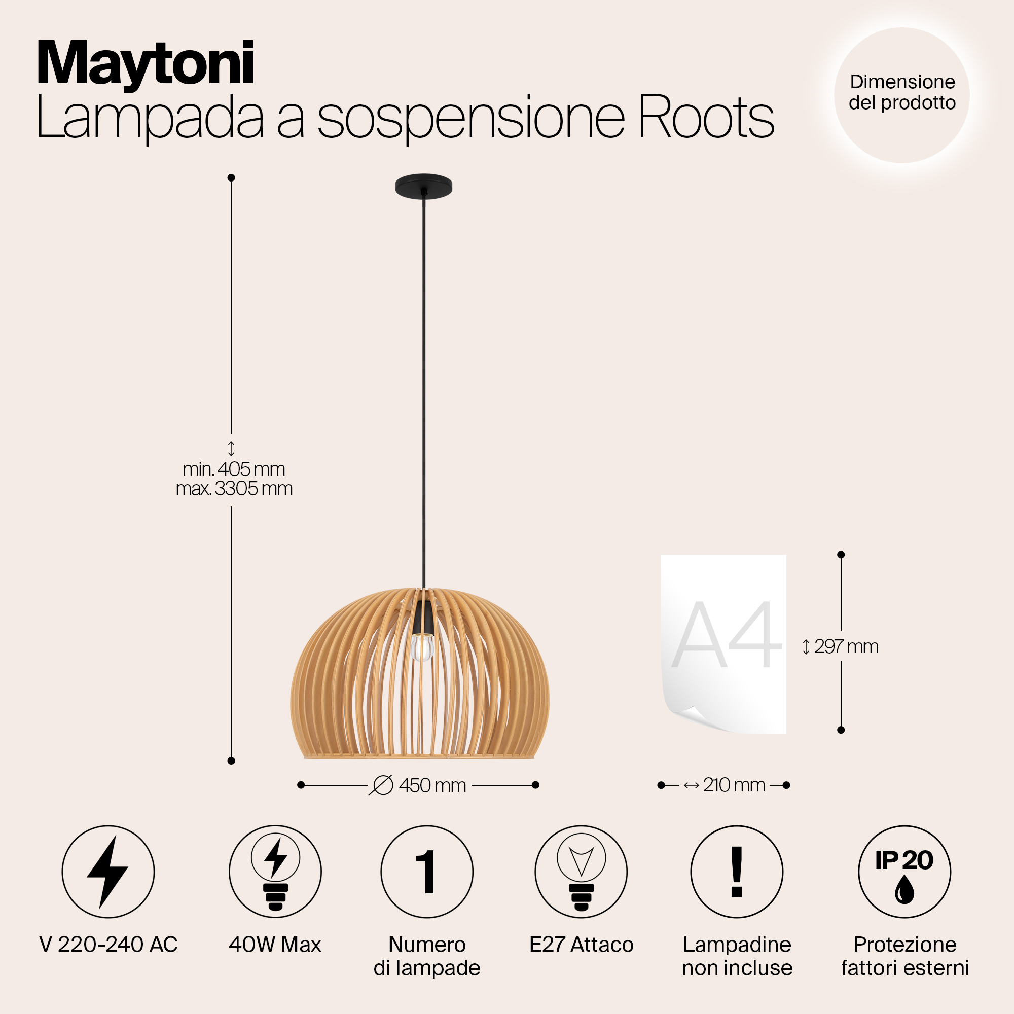 Подвесной светильник Maytoni MOD195PL-01W1