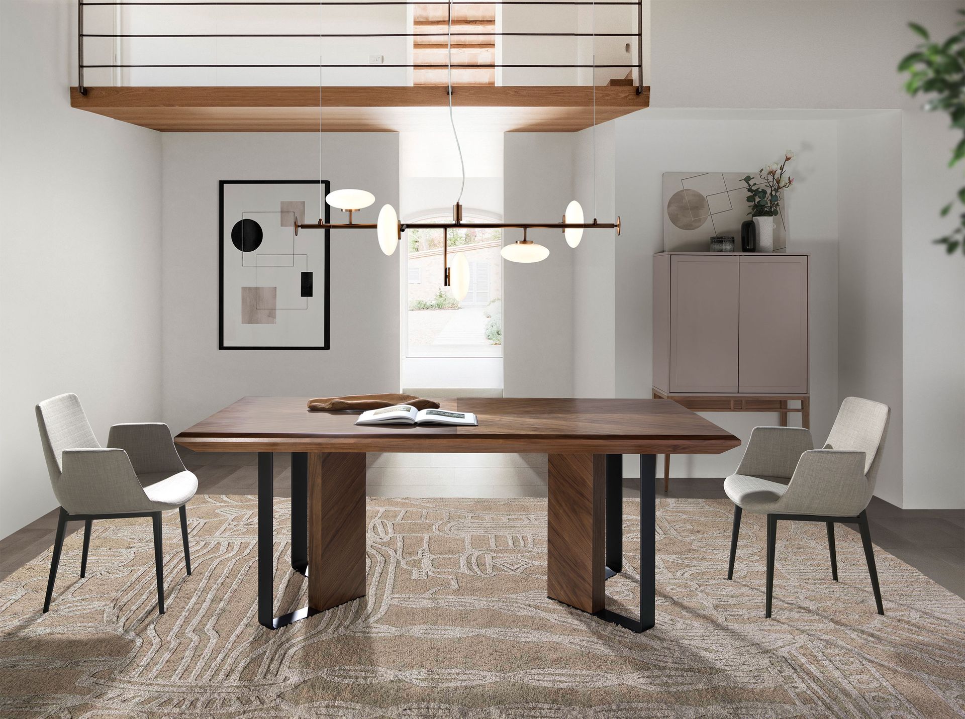 Обеденный стол 1105/MI2204T из ореха и черной стали Angel Cerda