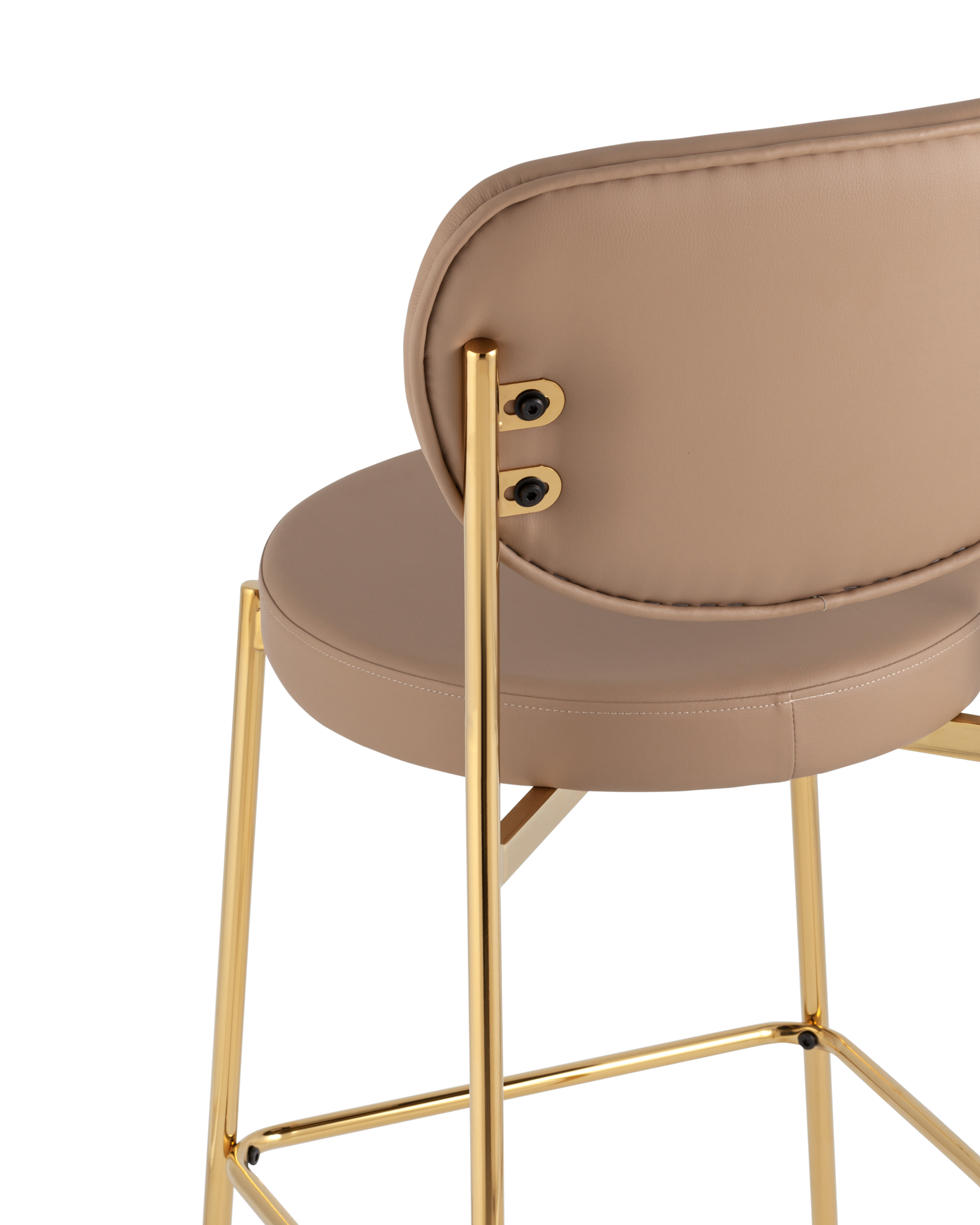 Стул полубарный Барбара NEW экокожа бежевая золотые ножки Stool Group