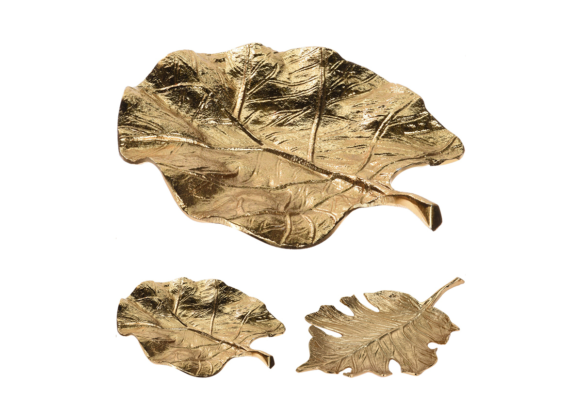 Тарелка декоративная "Лист" золотая Garda Decor A98020890