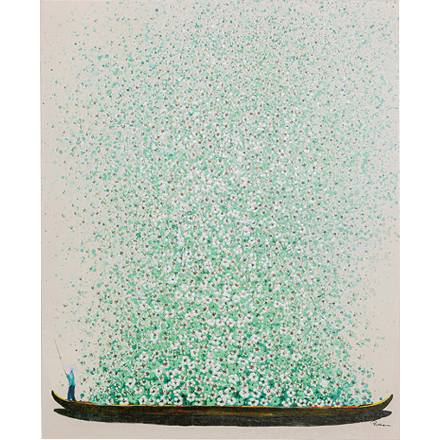 Картина на холсте Flower Boat Beige Green 40x50cm KARE 57868