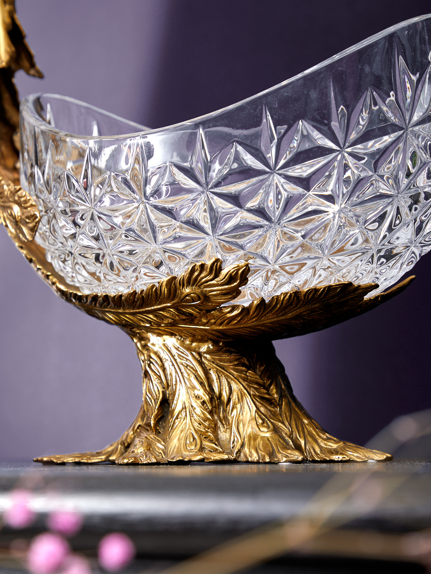 Чаша съемная на бронзовом павлине Glasar HGL378/GLASS