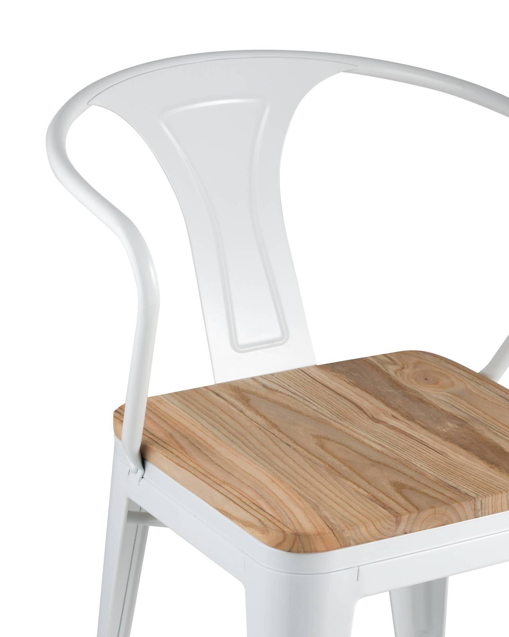Стул TOLIX ARM WOOD с подлокотниками белый Stool Group