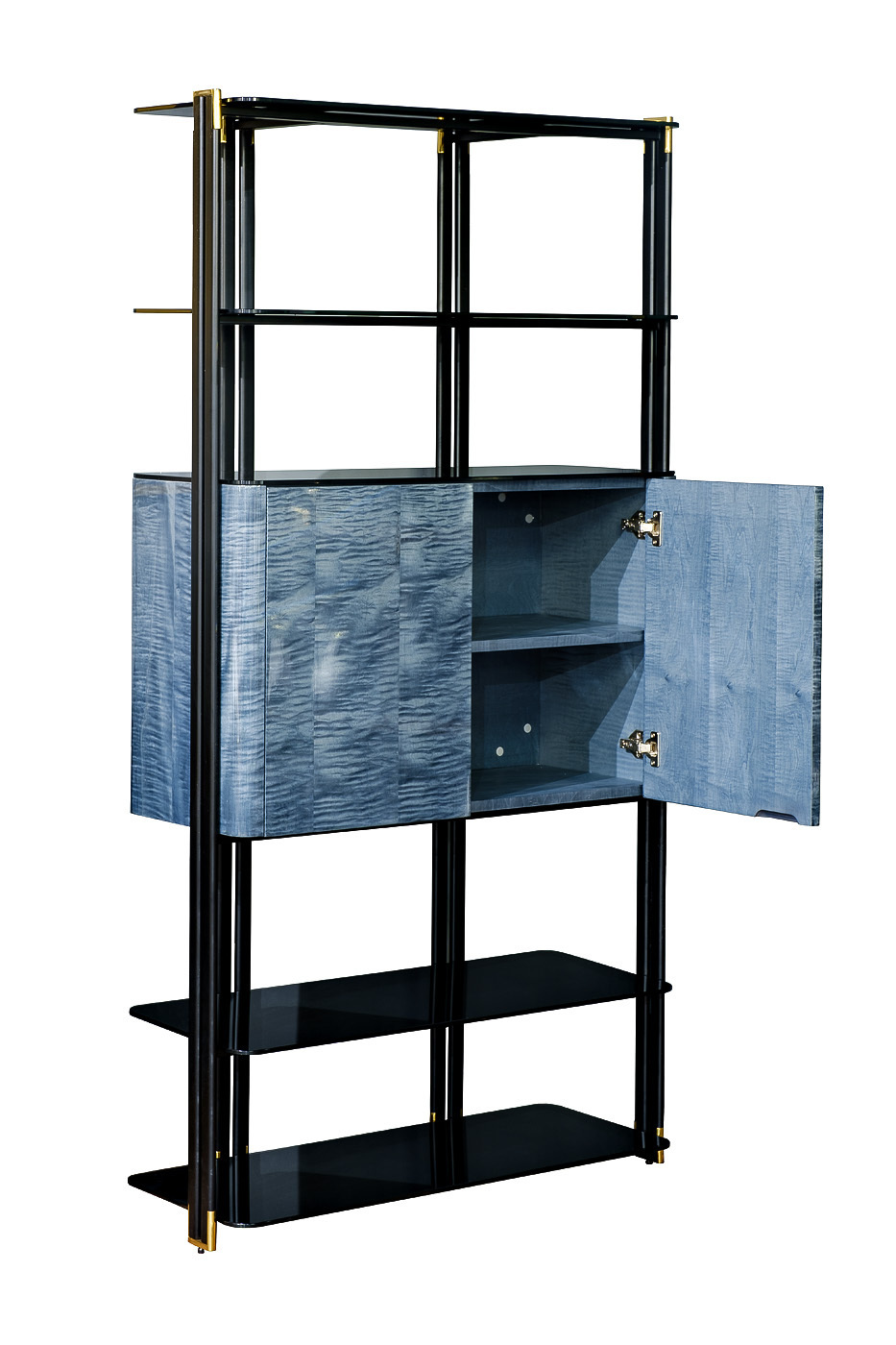 Стеллаж Chivaz с полками из черного стекла Garda Decor 58DB-SH20023A