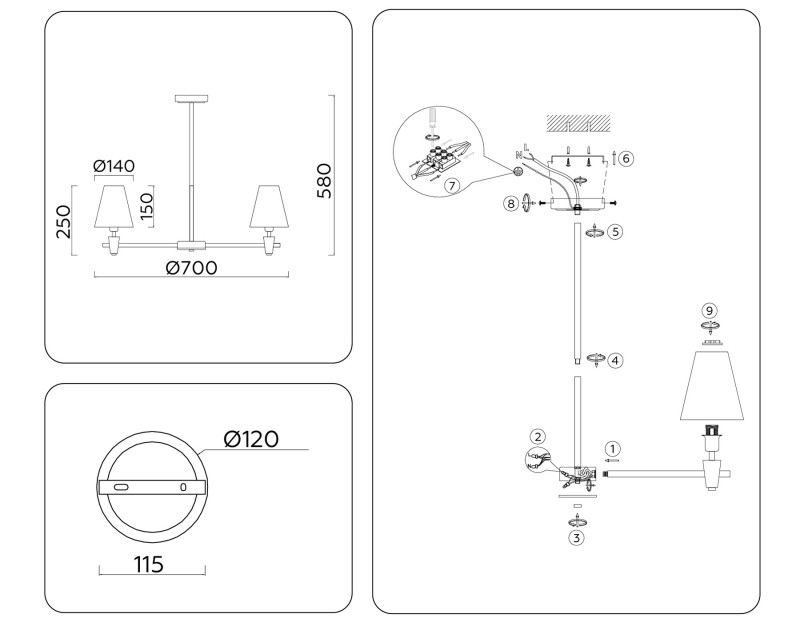 Люстра на штанге Ambrella Light LH75051
