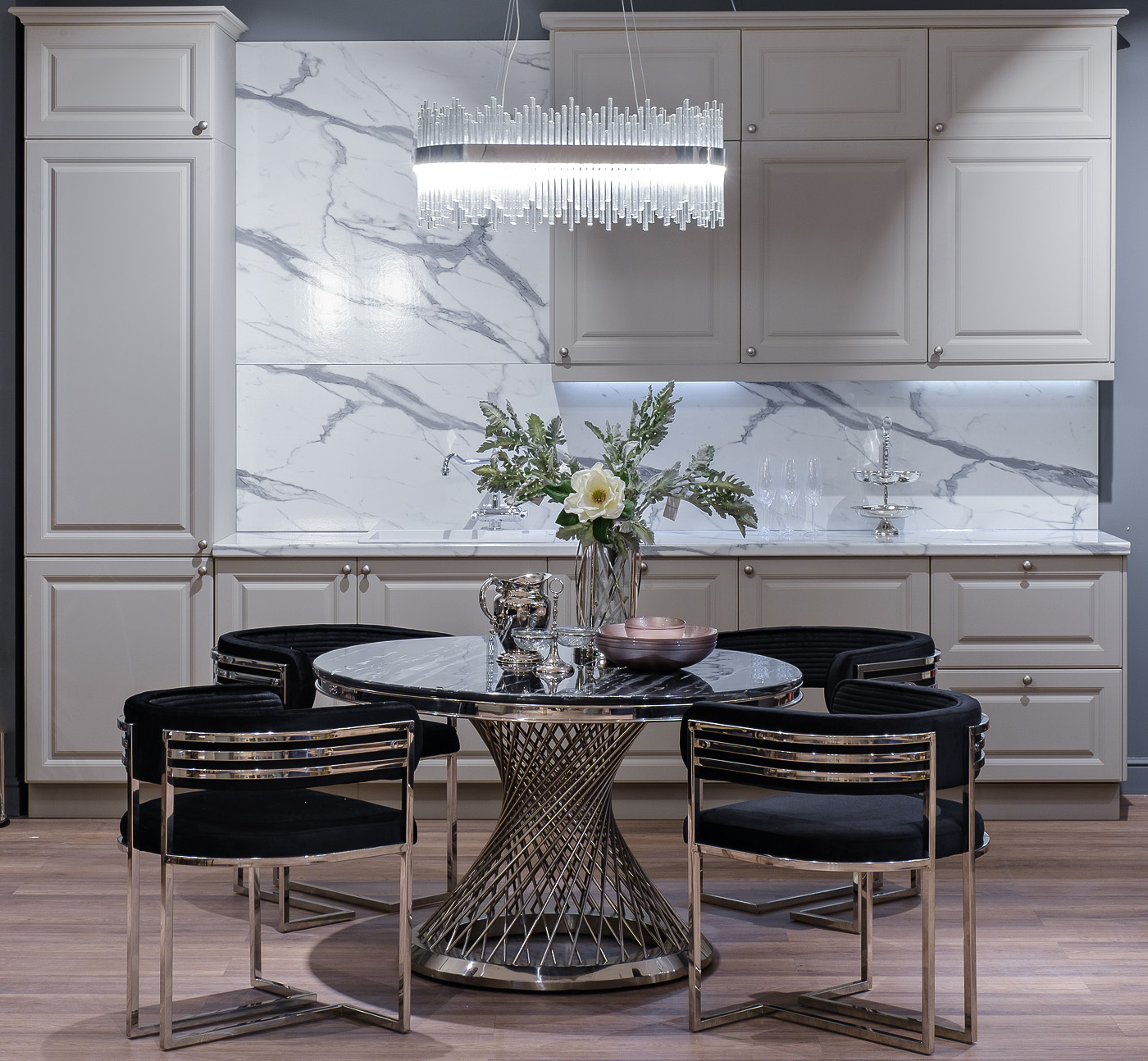 Стол обеденный круглый искусственный мрамор/хром Garda Decor 76AR-805STOL/OB-CH