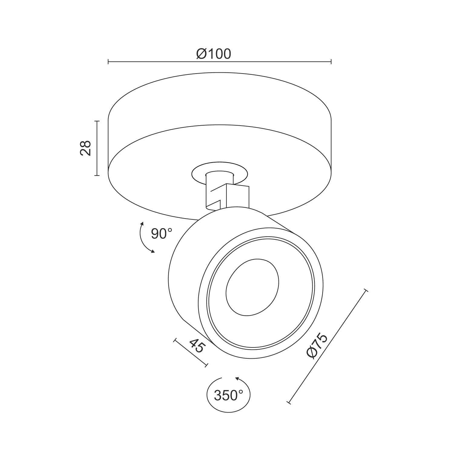 Накладной  светодиодный светильник Ledron SAGITONY R1 S75 Dim White