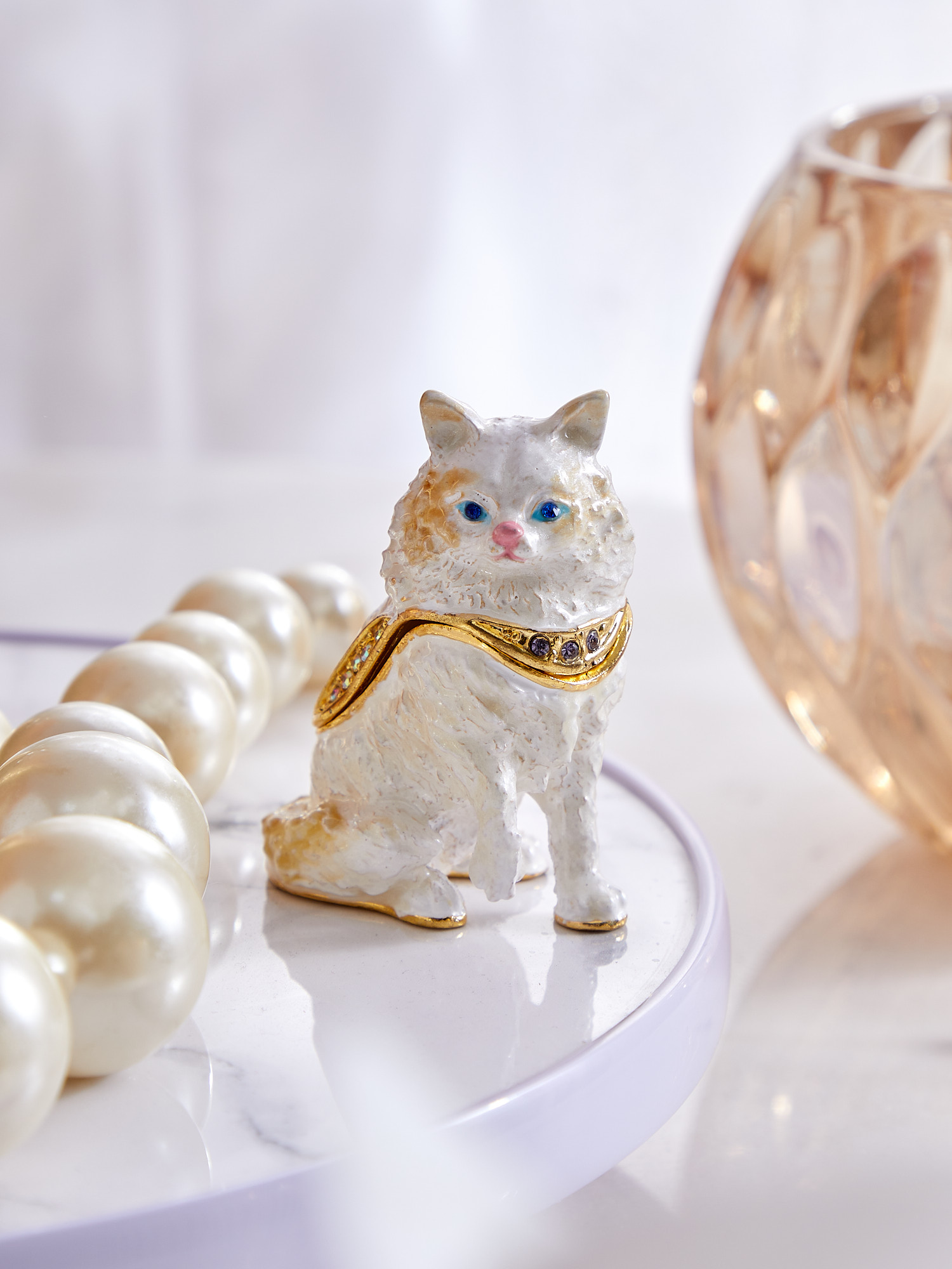 Шкатулка для драгоценностей со стразами Котик Glasar 39-075