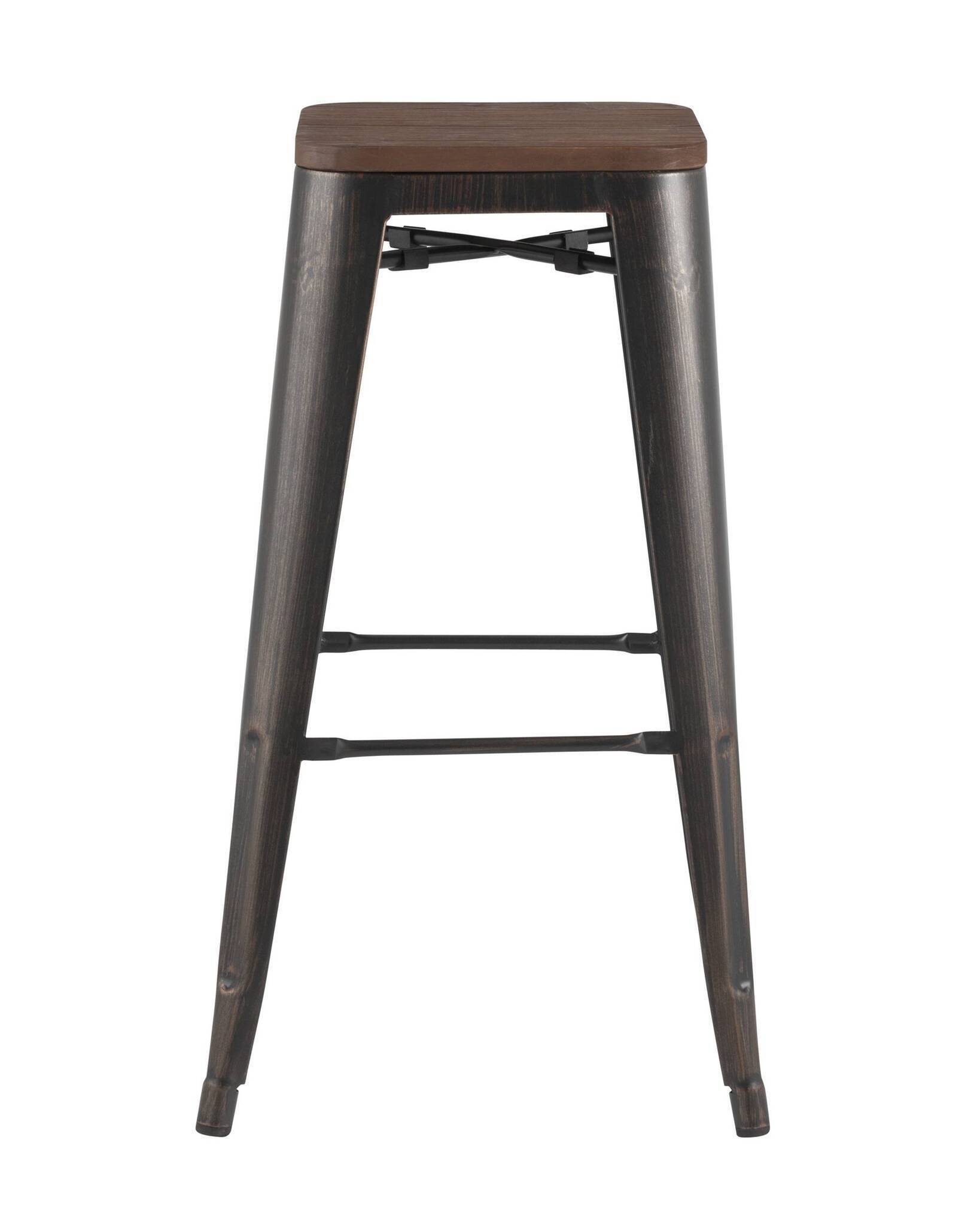 Стул барный TOLIX WOOD черный патина золото Stool Group