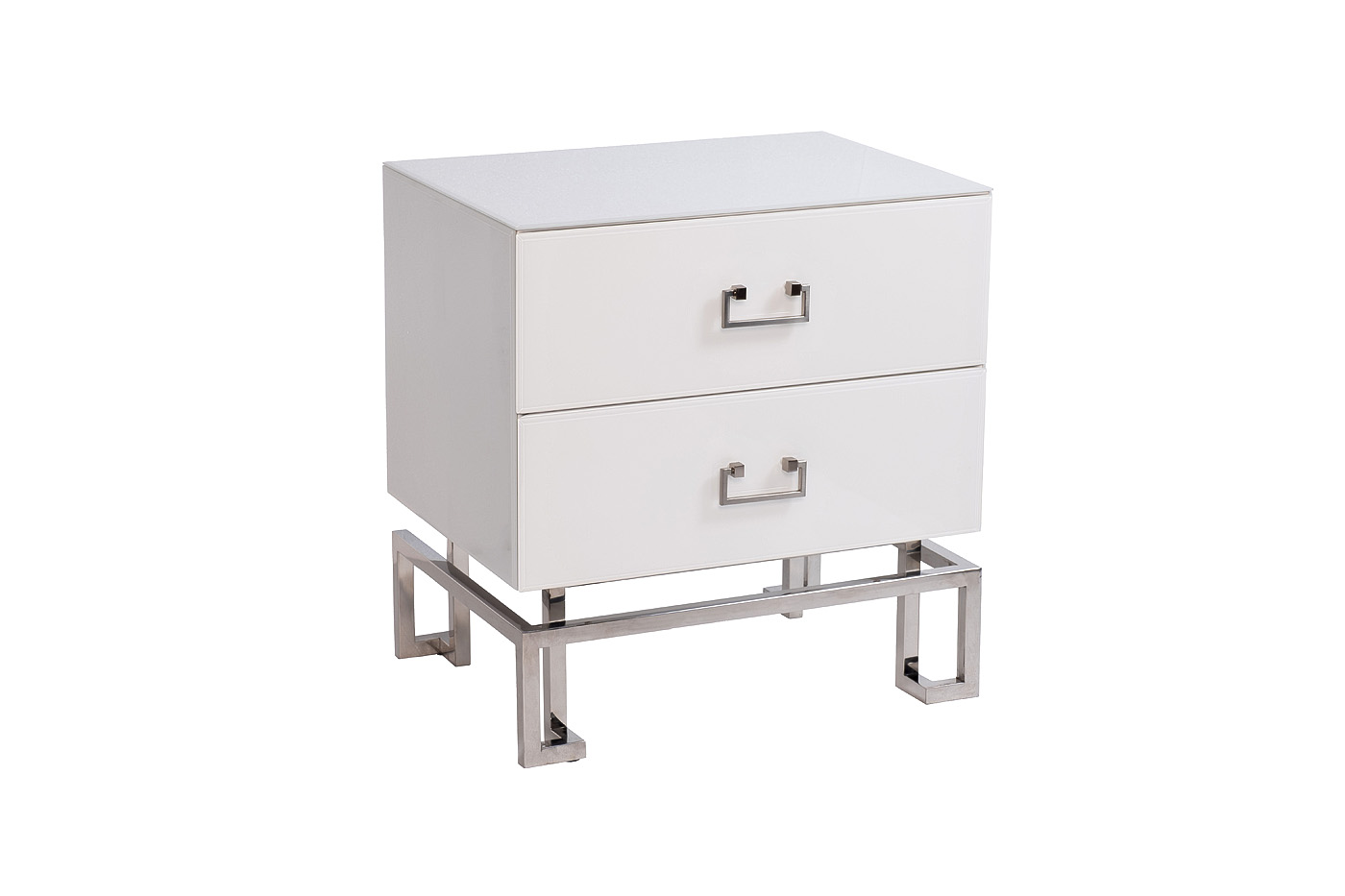 Тумбочка с ящиками белая/хром Garda Decor KFG085-NI