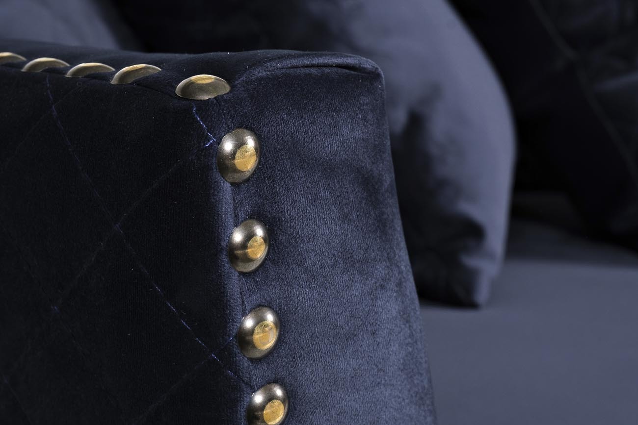 Диван Sorrento 220 трехместный велюровый темно-синий Garda Decor SORRENTO-220-2K-Т.СИНИЙ-Bel18