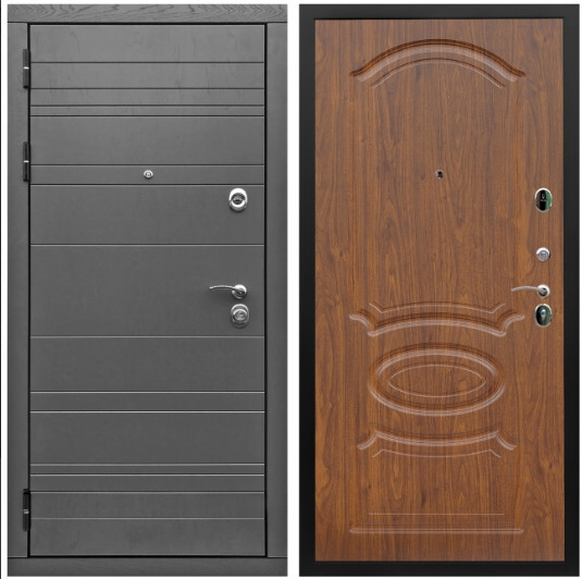 Дверь входная Graf Роял Вуд МДФ 10 мм Роял Вуд графит / МДФ 16 мм ФЛ-139 Мореная береза
