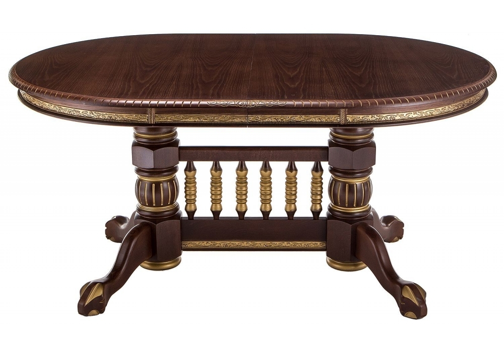 Стол деревянный Woodville Кантри 160 орех с золотой патиной 406080