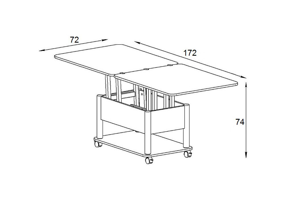Стол-трансформер Woodville Виват темный венге / черный 402950