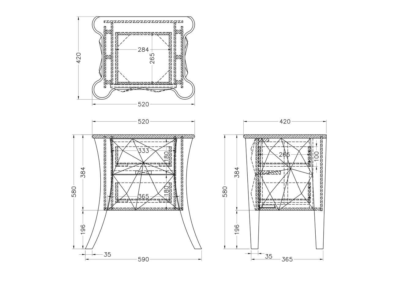 Тумбочка зеркальная с ящиками Garda Decor KFC662