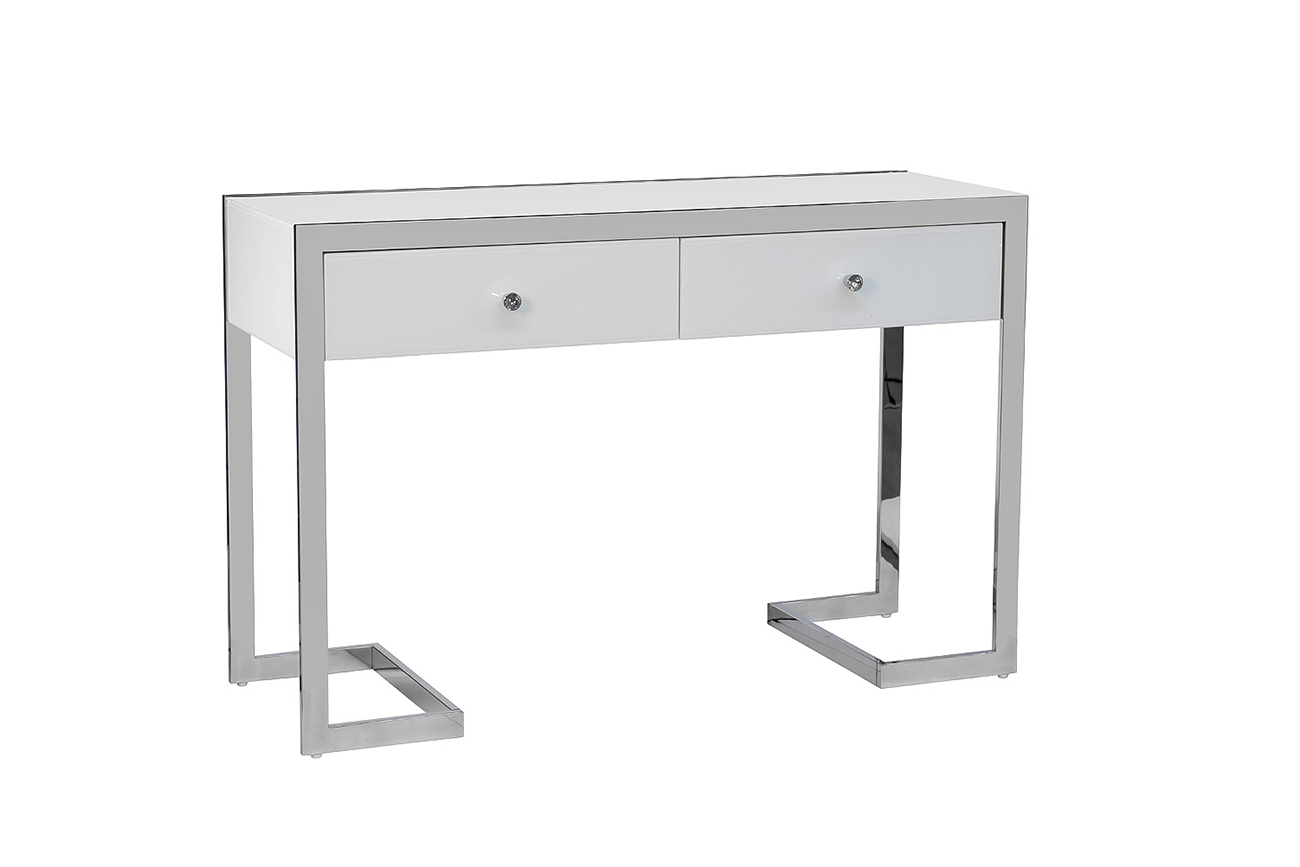 Консоль с 2мя ящиками белая/хром Garda Decor KFG103