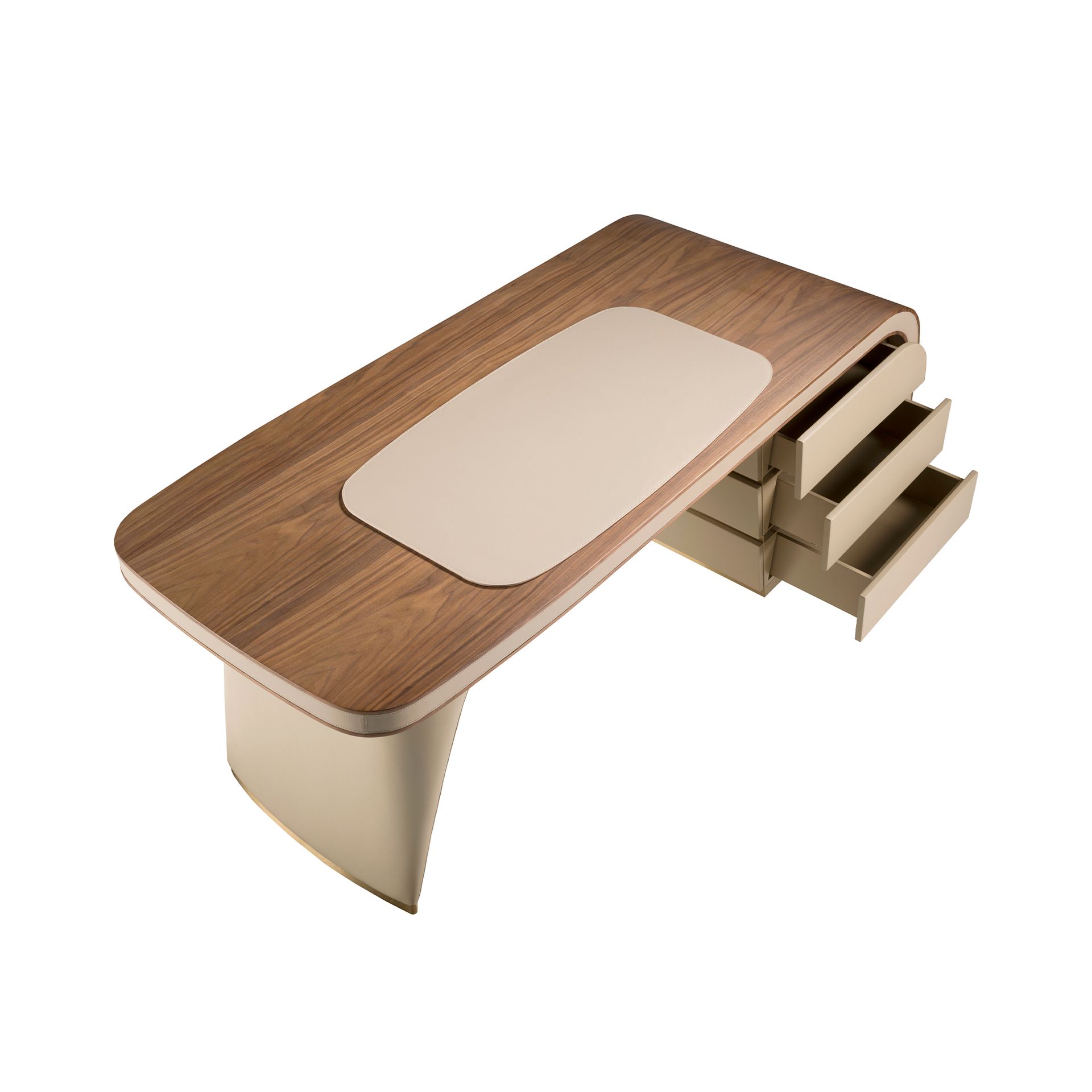 Письменный стол 3268/DS-23006 из ореха и кремовой экокожи Angel Cerda