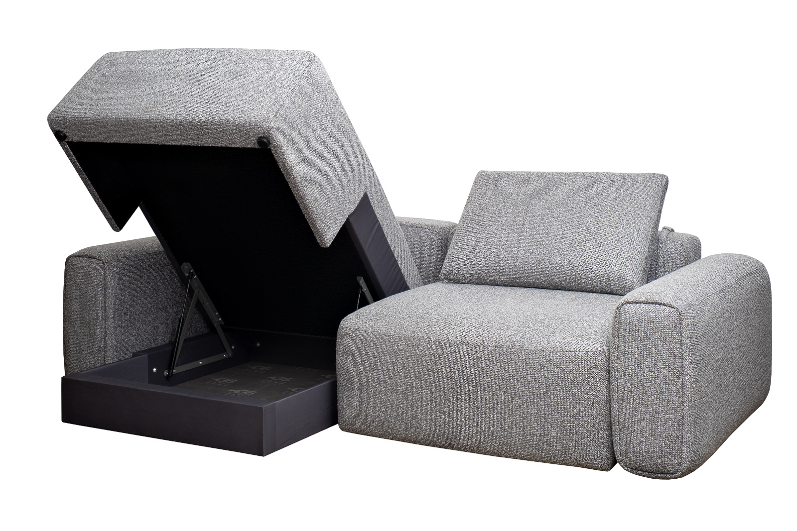 Диван трехместный Turin(2 секции) с канапе и мех черно/серый Santo1606 255*163,5**68 Garda Decor TURIN-TMN3-2S-Santo1606