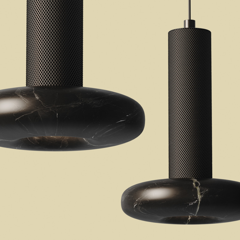 Подвесной светильник Hulo черный металл/черный мрамор Aromas del Campo