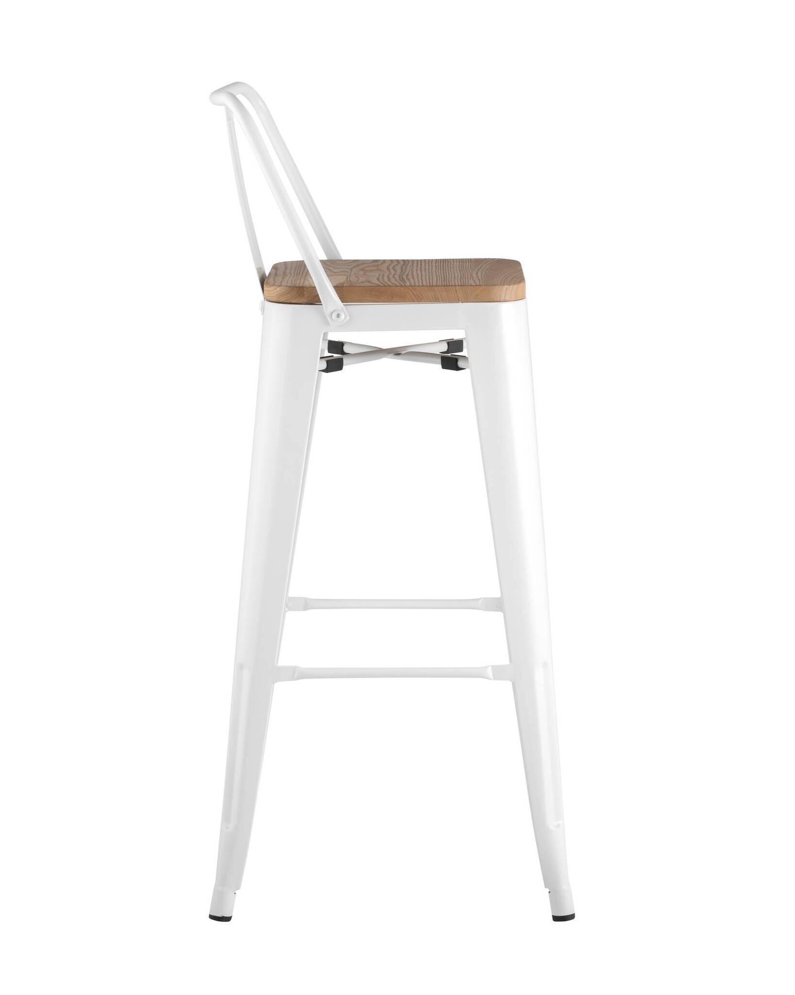 Стул барный TOLIX WOOD со спинкой белый глянцевый Stool Group