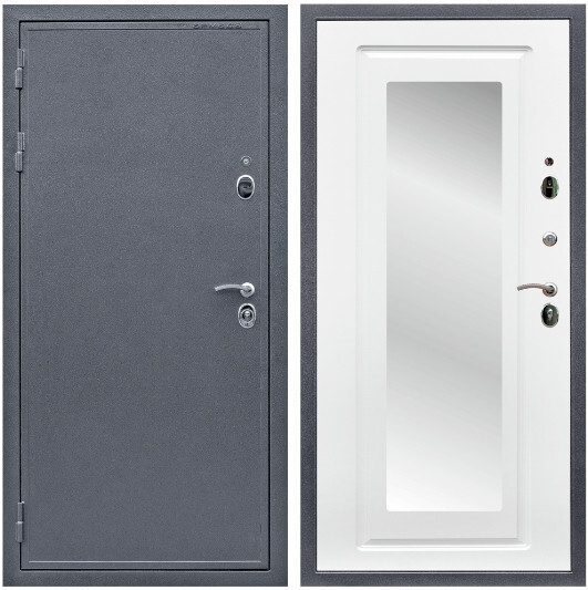 Дверь входная Graf Престиж Антик серебро / МДФ 16 мм ФЛЗ-120 Ясень белый