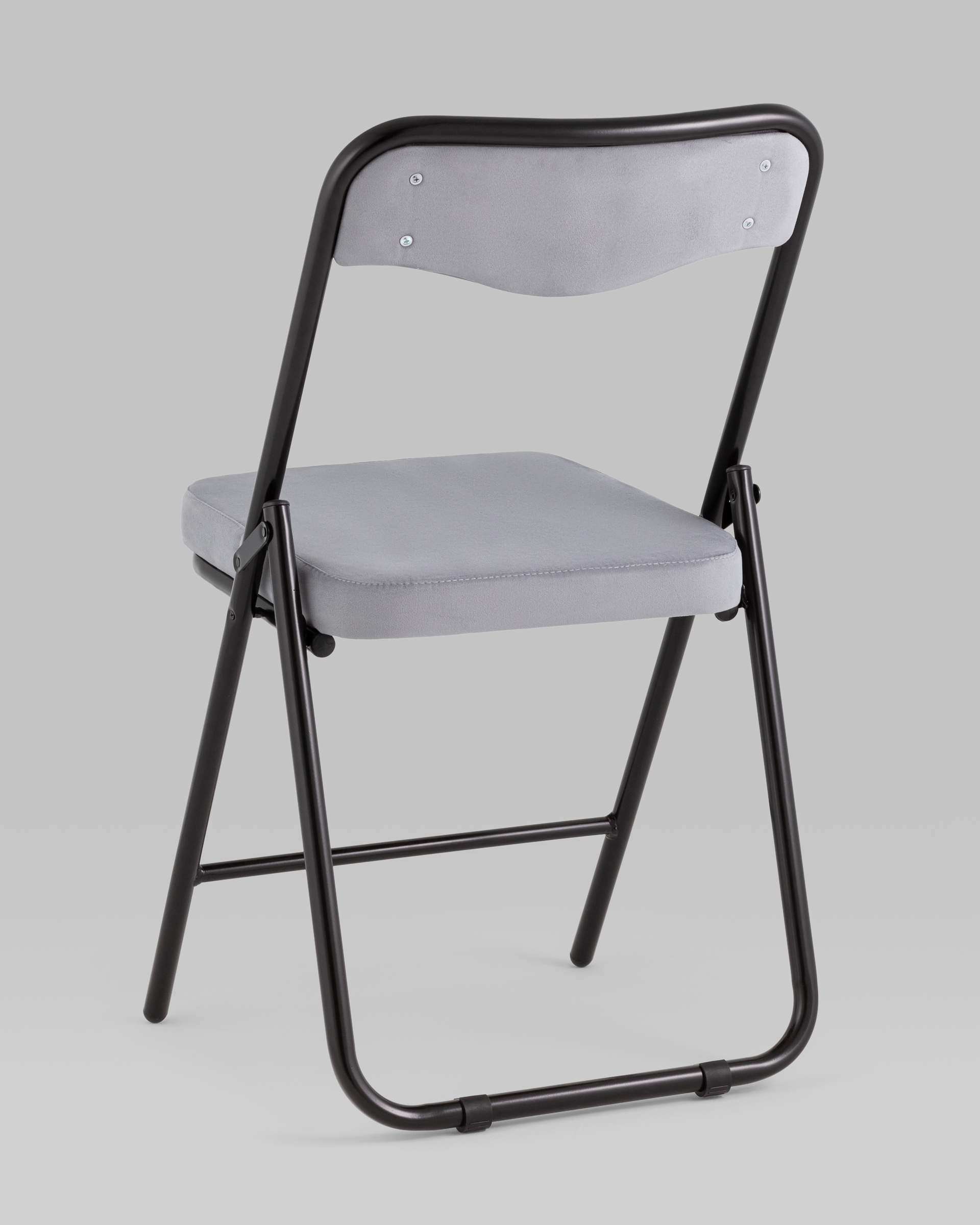 Складной стул Джонни велюр серый каркас черный матовый Stool Group