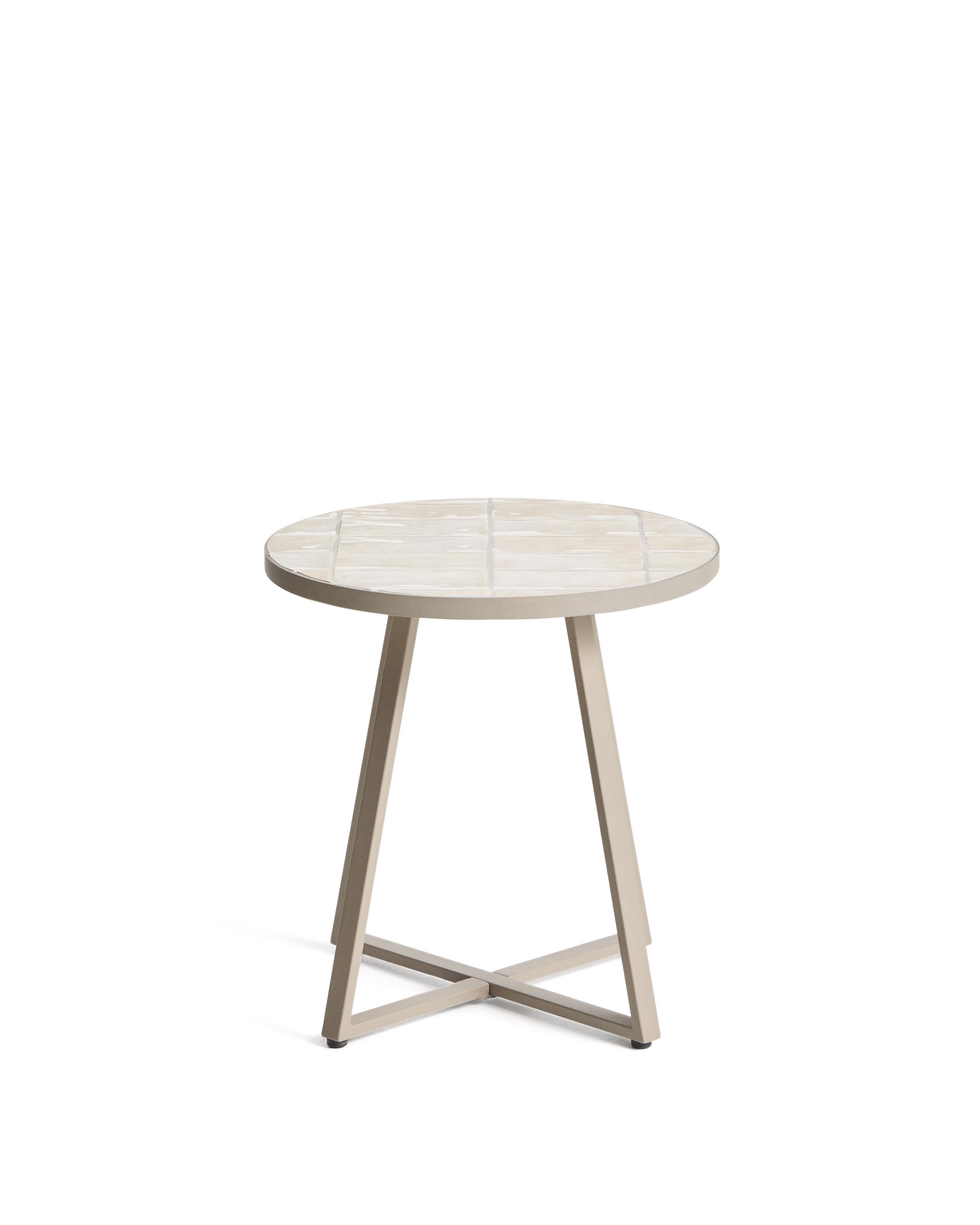 Уличный столик Tella из бежевой стали с бежевой плиткой 45 см La Forma 482359