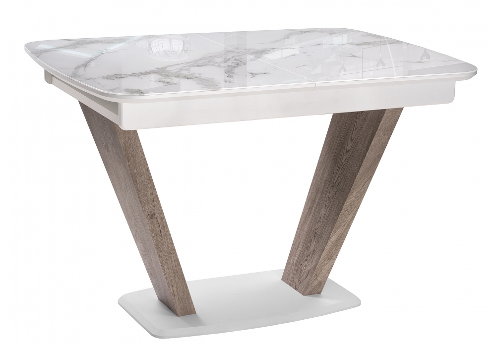 Стол Woodville Петир дуб с пилением / белая шагрень 462110