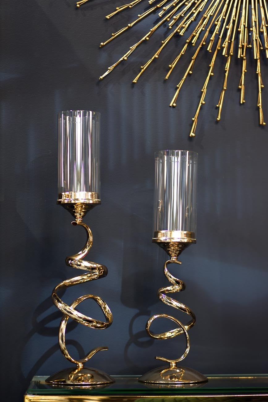 Подсвечник на металлической ножке (золотой) Garda Decor 2K166207G