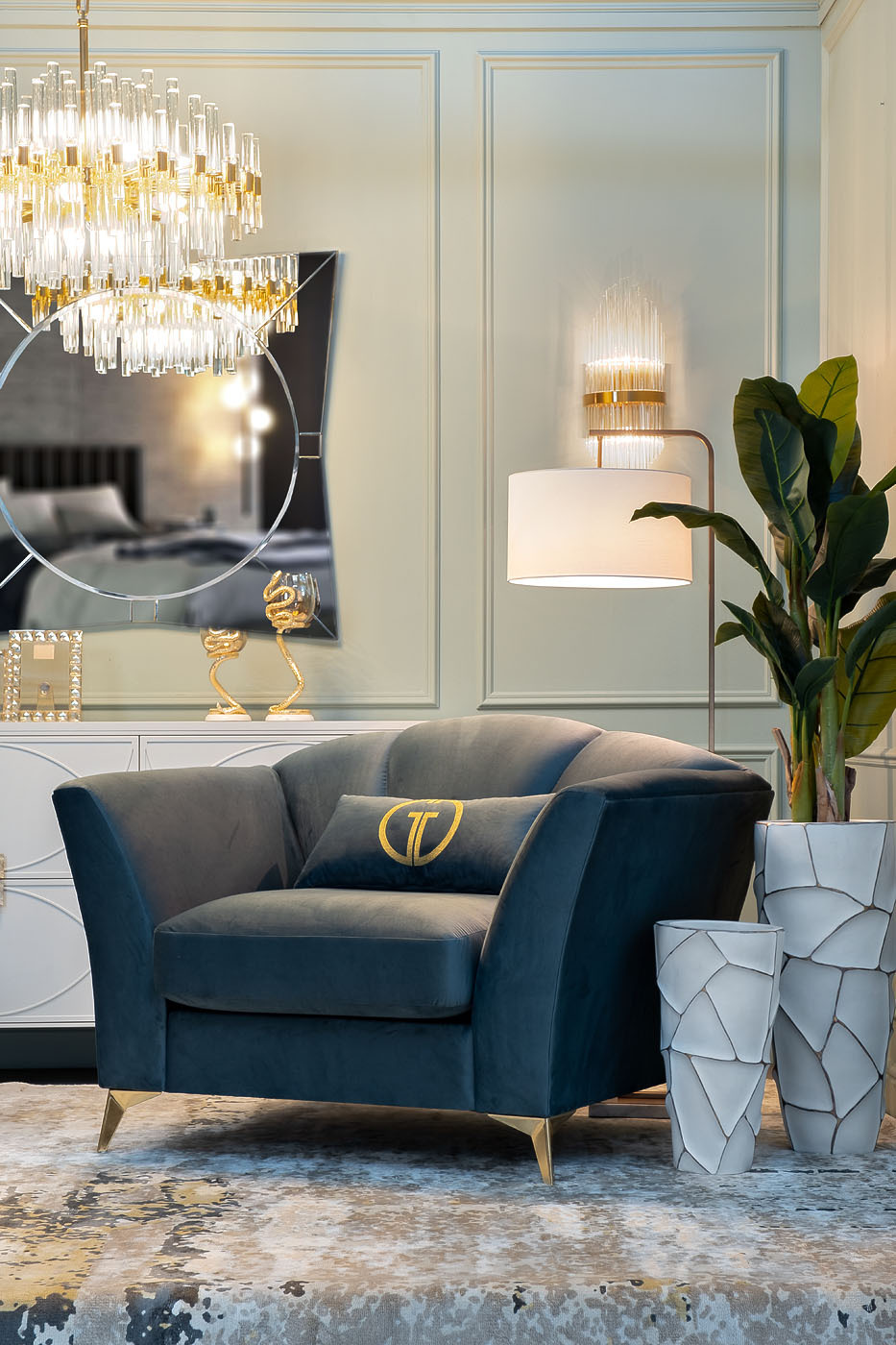 Кашпо белое с золотом Garda Decor ZSC872-19WH-GL