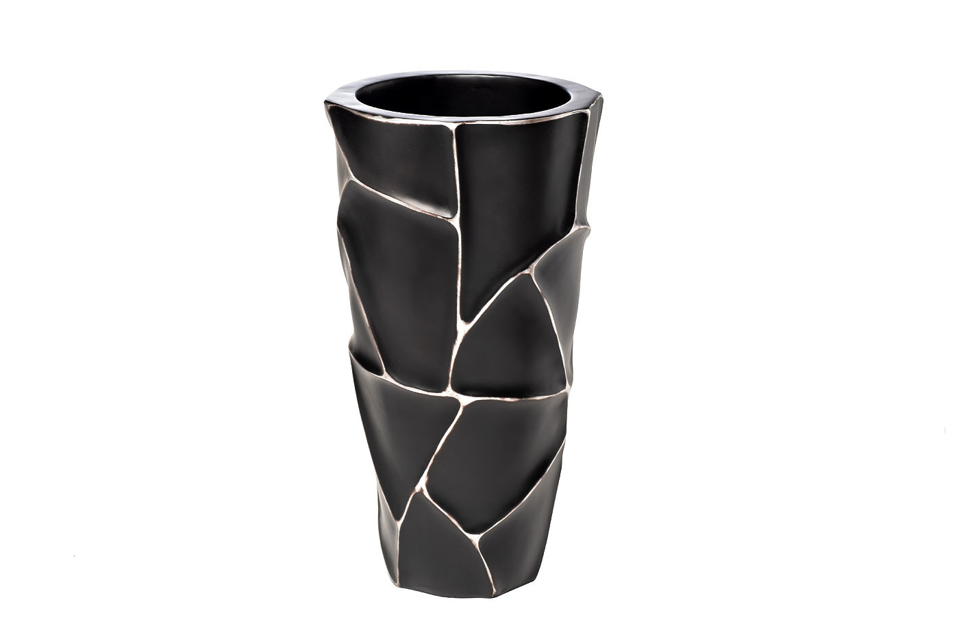 Кашпо черное с серебром Garda Decor ZSC872-19BL