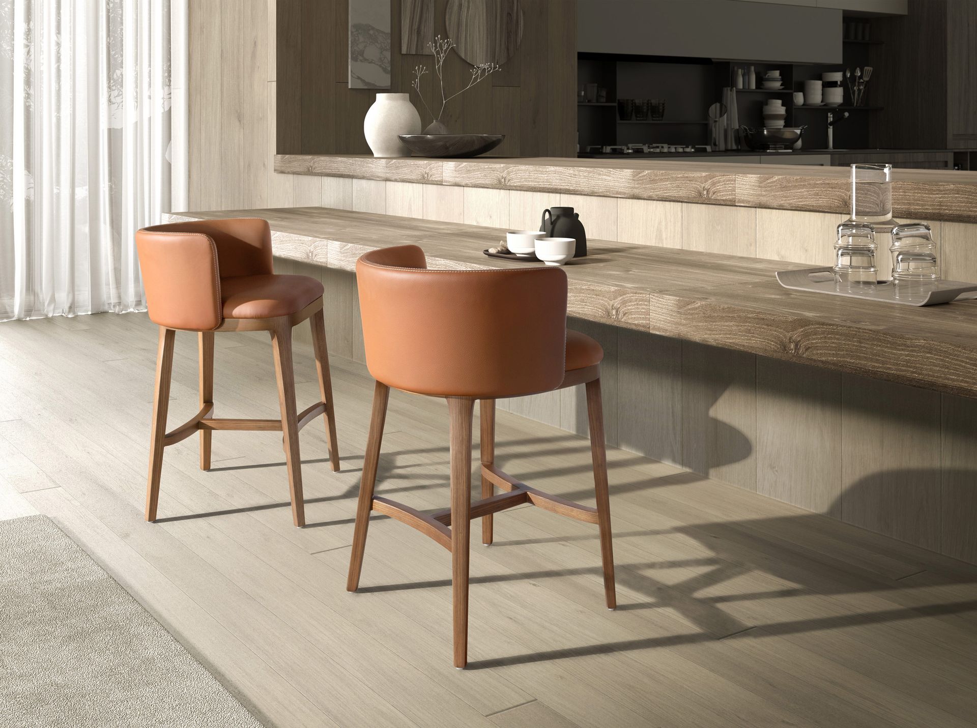 Барный стул 4158 из коричневой экокожи Angel Cerda