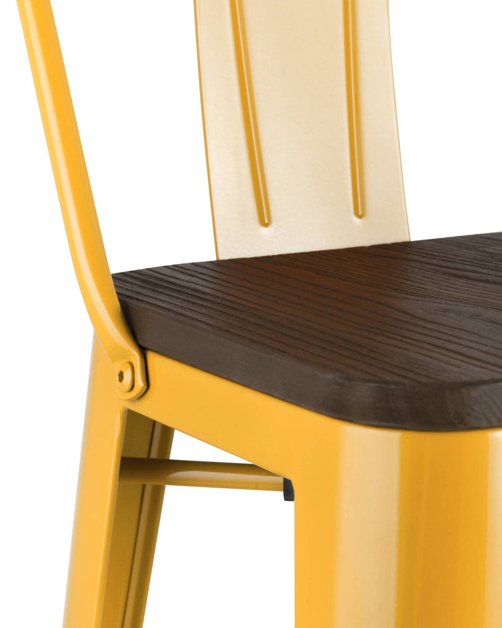 Стул барный TOLIX WOOD со спинкой желтый Stool Group