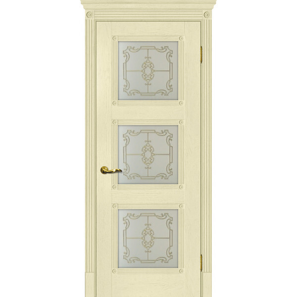 Межкомнатная дверь Graf Флоренция-4 Сатинат, контурный полимер золото Ваниль (2000 х 700)
