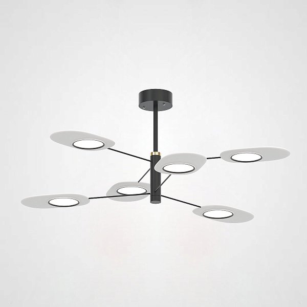 Люстра на штанге INGEL D90 6 lamps Black/White by ImperiumLoft
