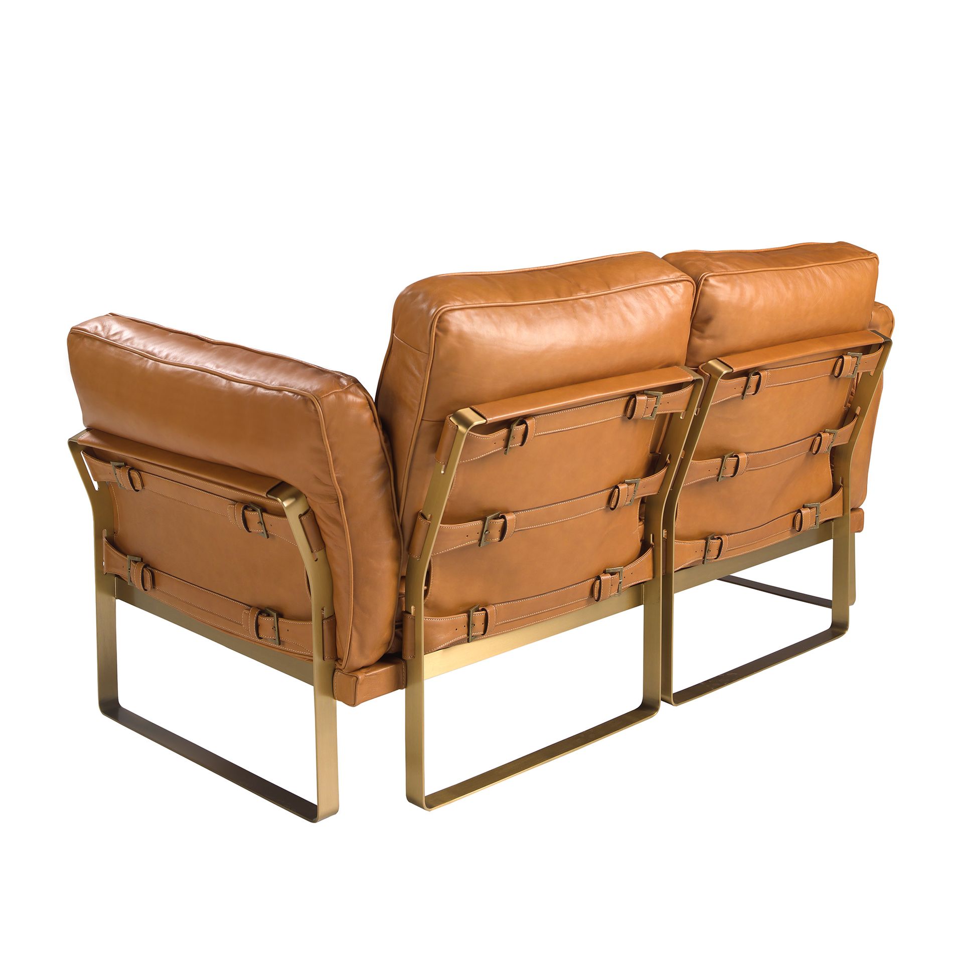 2-местный диван из кожи цвета Camel 6229