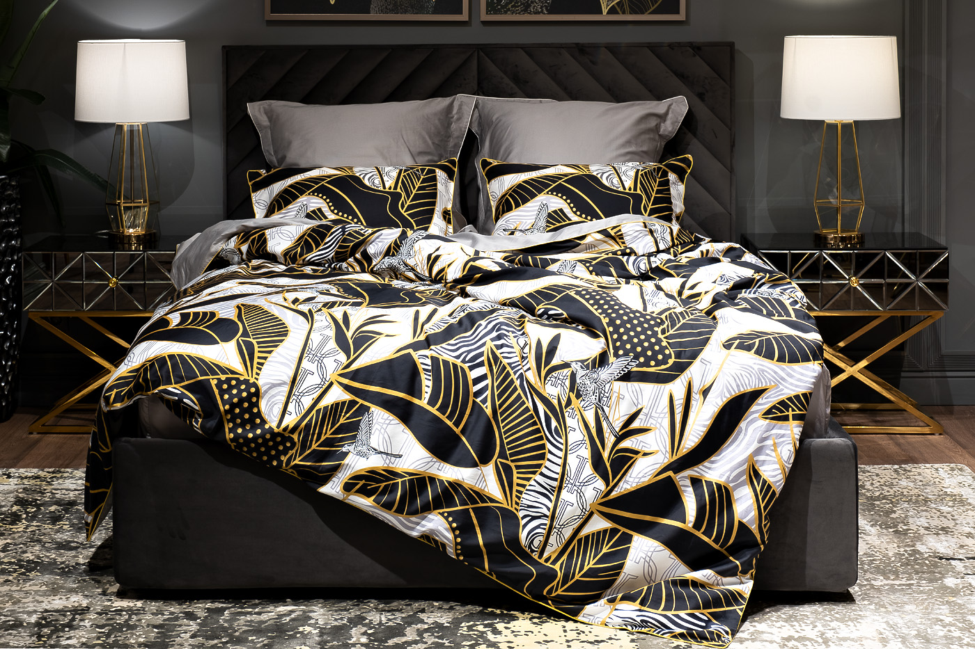 Пододеяльник Тропики 150х215см золото/серый Garda Decor 130HB-00002