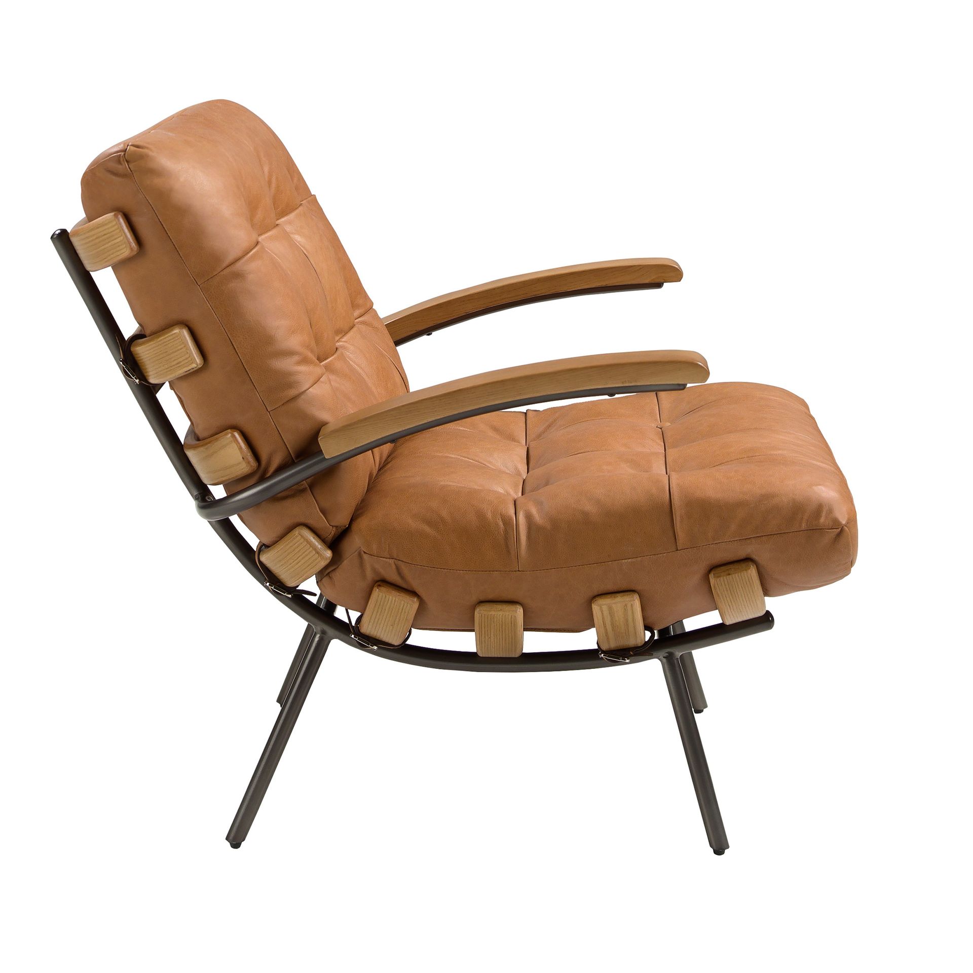 Кресло 5153 из коричневой кожи с подлокотниками из ясеня Angel Cerda