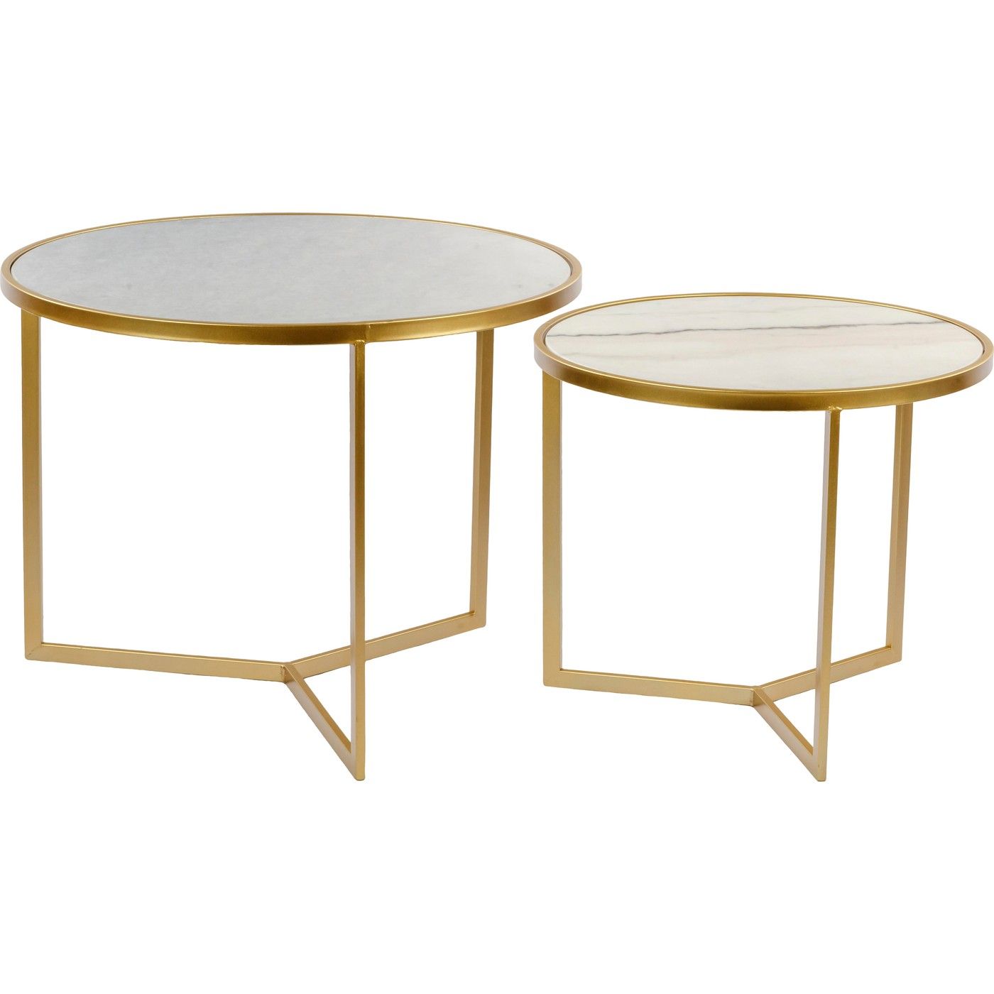 Столики кофейные с белым мрамором, набор Glasar 54-009/008