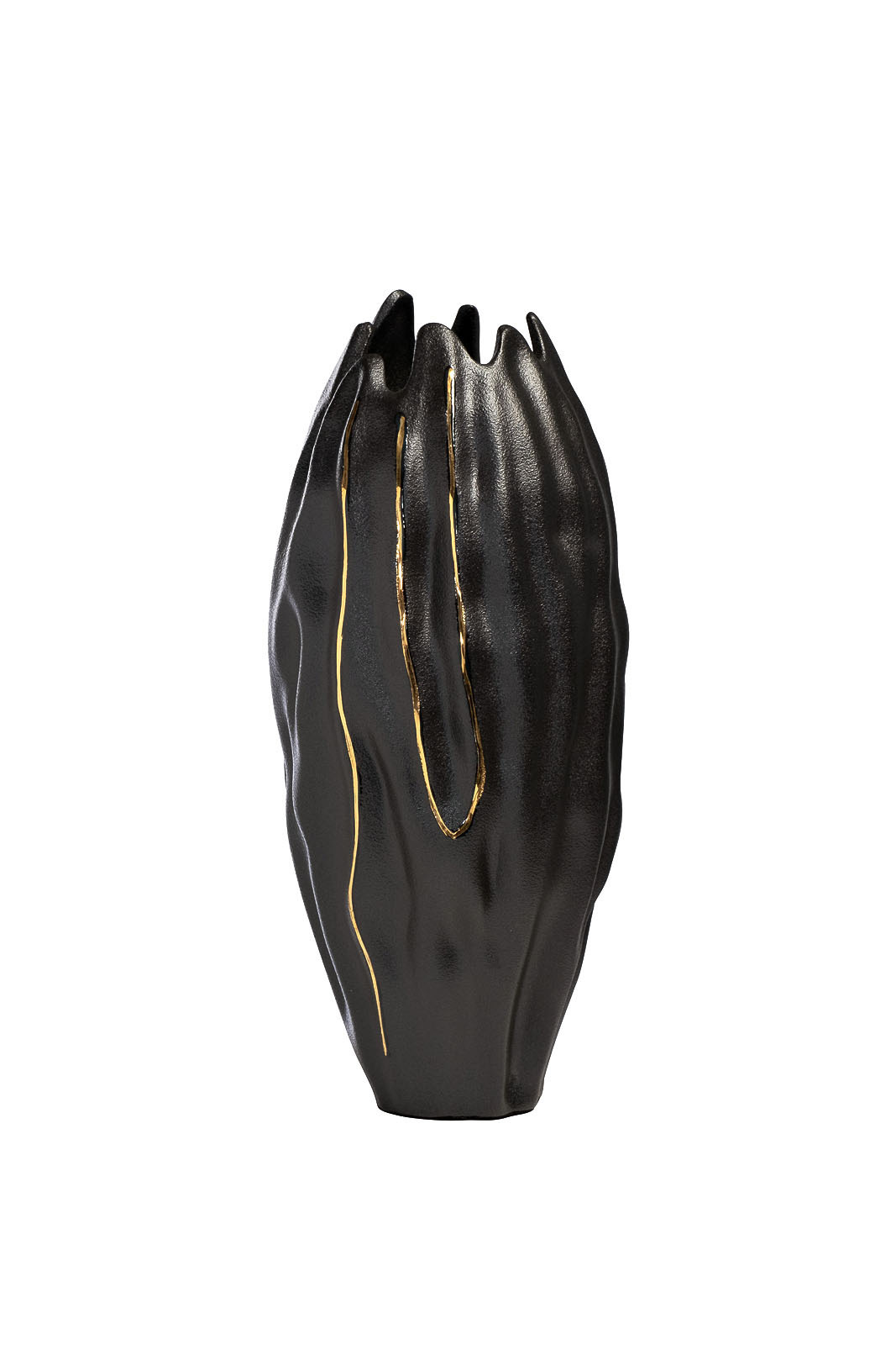 Ваза керамическая рельефная черная Garda Decor 55RV5244L