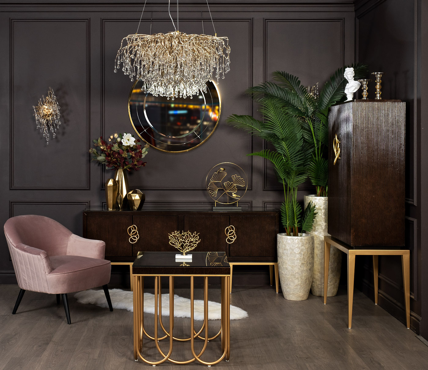 Статуэтка "Листья с двумя золотыми птичками" Garda Decor 55RD3153