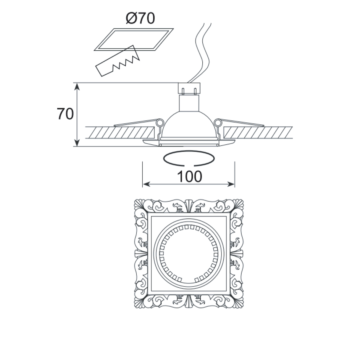 Встраиваемый светильник Donolux SA1563-Old Brass