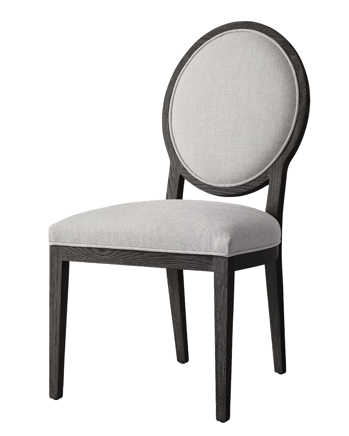 Чёрный стул из дуба Эври Louvre Home LHFDC2194HLN black oak,mist linen