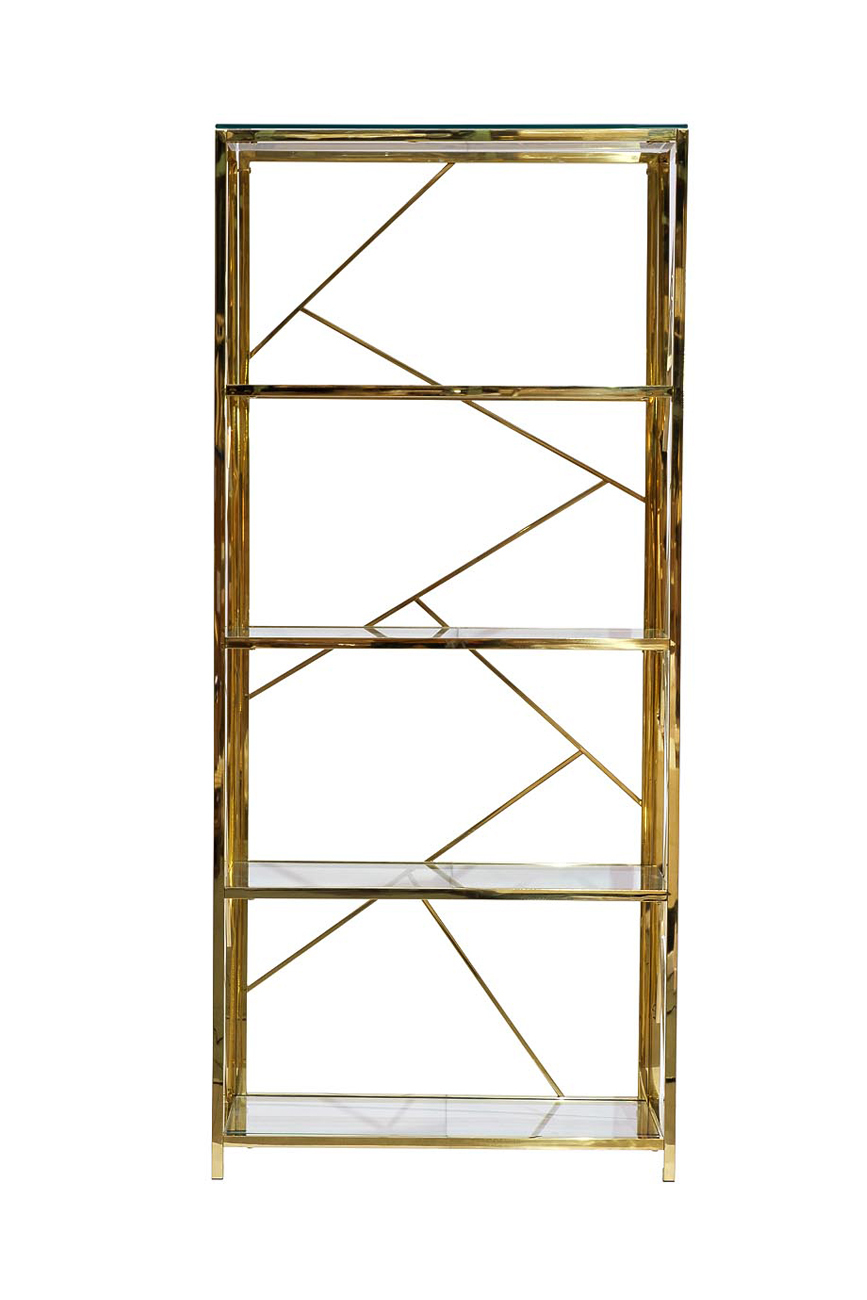 Стеллаж с прозрачным стеклом (золотой) Garda Decor GY-SH8711GOLD