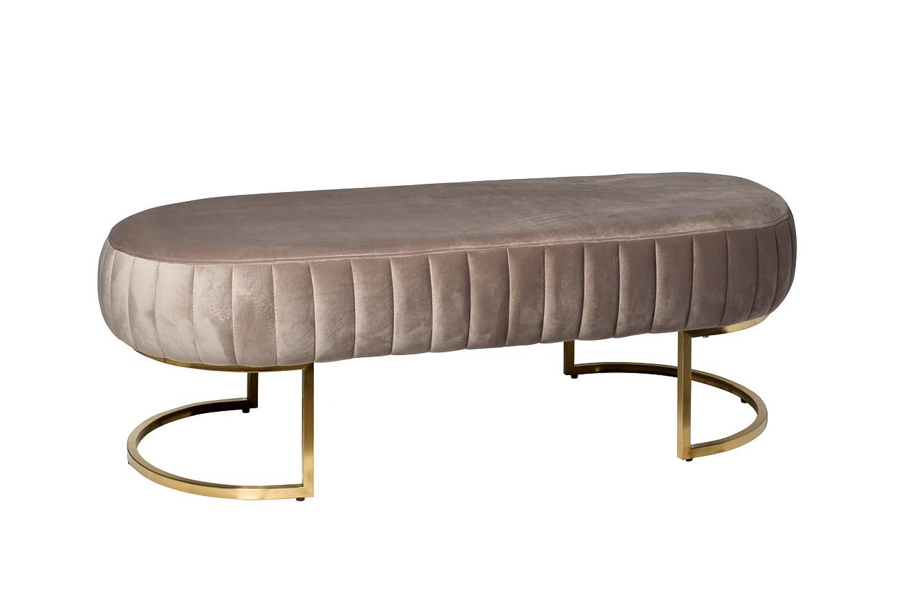 Банкетка велюровая серо-бежевая на металлическом каркасе Garda Decor N-BH2009 BG BR