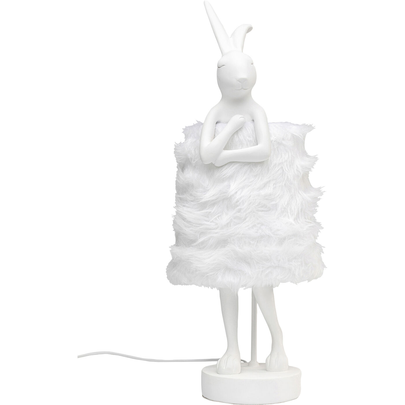 Светильник настольный Animal Rabbit Fur White/Silver 68cm KARE 56670