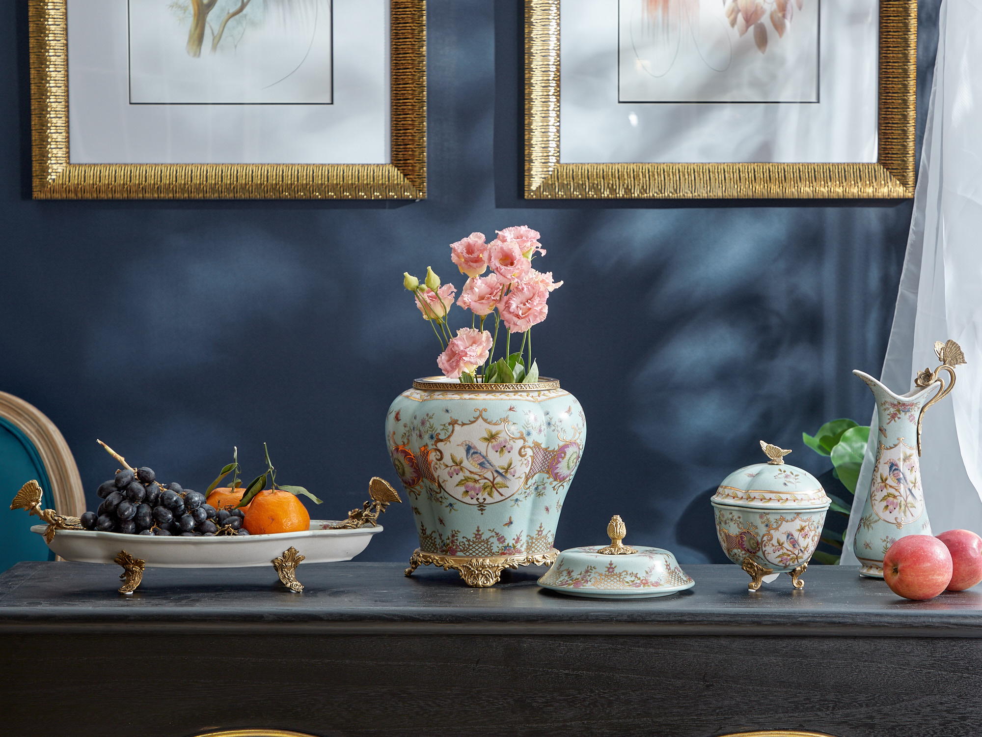 Блюдо с бабочками Glasar HC008C/LG3042K